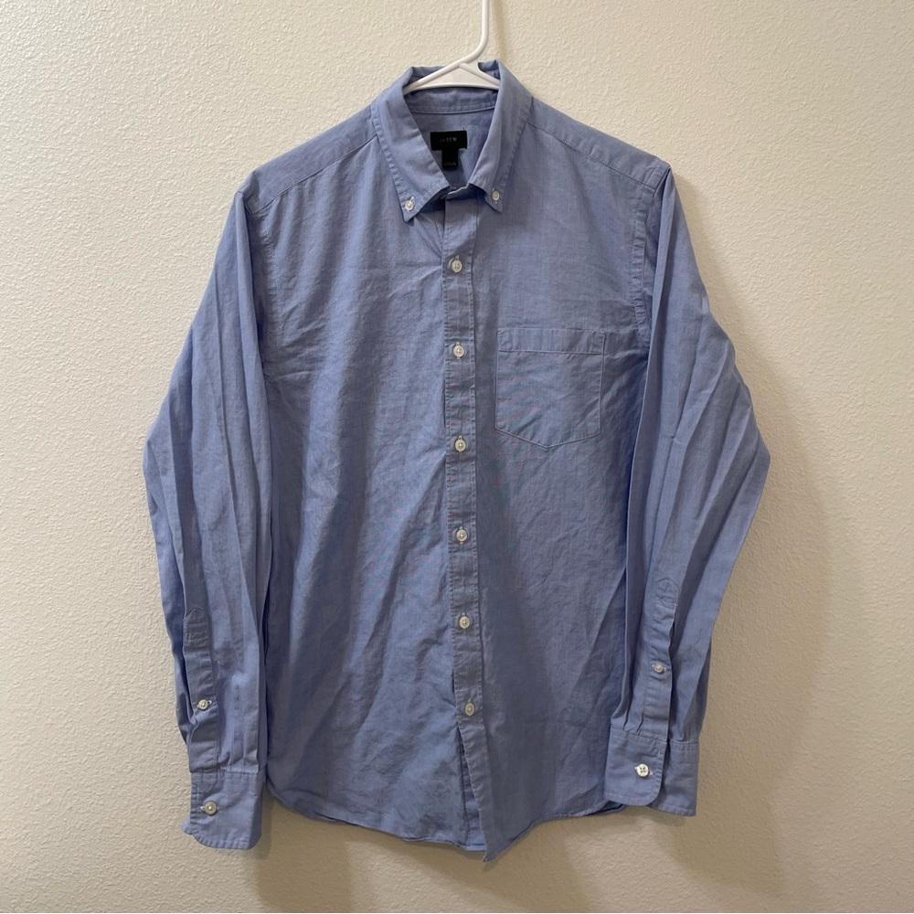 J crew button brown blouse blue small